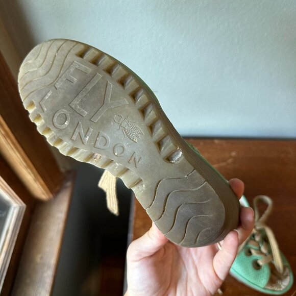 FLY LONDON Ylfa mint green lace up wedge sandals EU 36 / US 5.5-6 - Picture 3 of 9